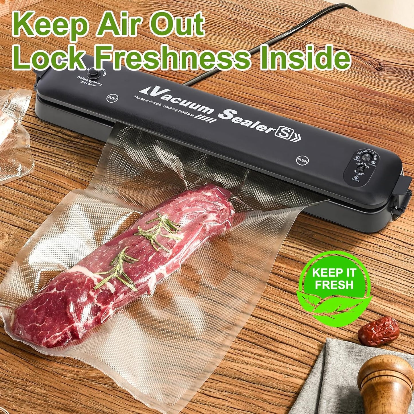 W&Y 100 Single-Ply Vacuum Sealer Bags (8"x12" Quart) – Pre-Separated, Commercial Grade, BPA Free for Food Storage, Sous Vide & Meal Prep – 1 Pack (100 Count)