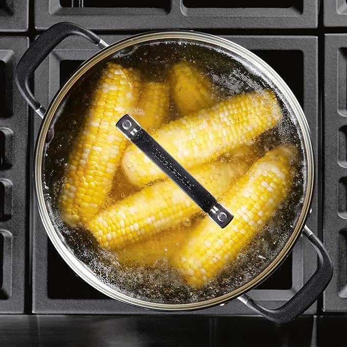 KitchenAid 71022 Stainless Steel Stockpot with Measuring Marks and Lid, 8 Quart - Brushed Stainless Steel