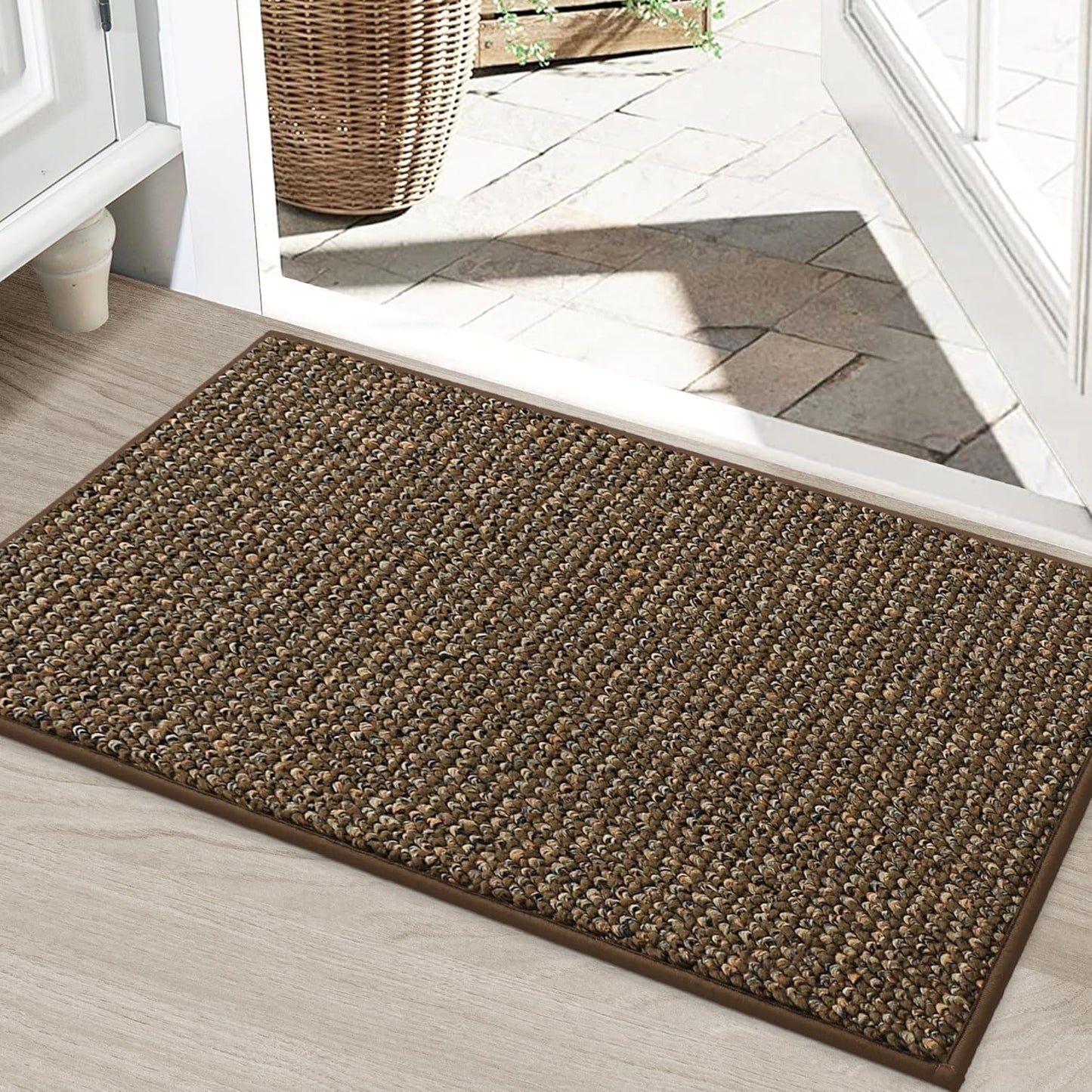 BEQHAUSE Dirt Trapper Door Mat 24" x 36", Non-Slip Washable Doormats Entrance Mat, Dirt Resistant and Absorbent Welcome Mat, Low Profile Floor Mats for Front Back Door and Entryway, Brown