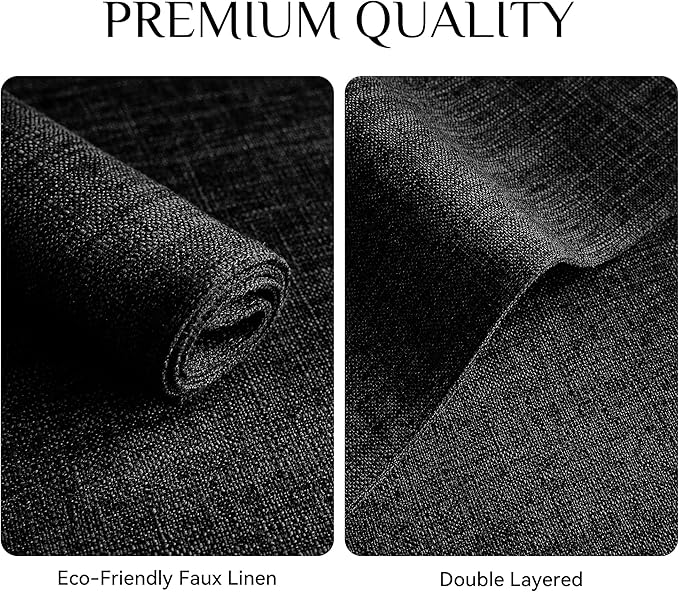 Softalker Faux Linen Placemats Set of 4-12 x 18 Inch, Heat Resistant Double Layered Durable Burlap Farmhouse Place Mats, Non-Slip Washable Rustic Table Mats for Dining, Kitchen, Party（Black