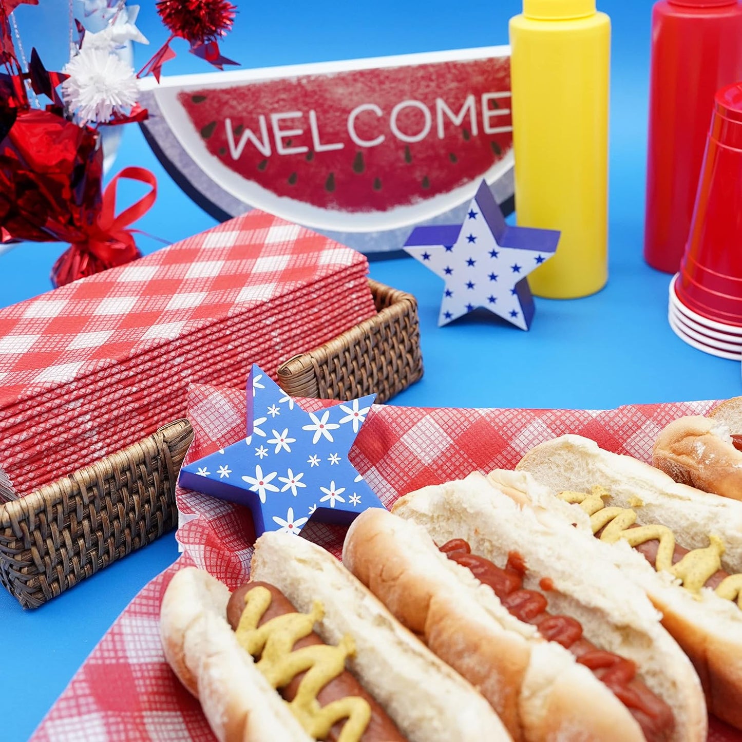 AMERICAN HOMESTEAD Paper Napkins - Red Gingham Disposable Linen-Like Dinner Napkins - Restaurant-Quality Table Serviettes for Weddings, Parties, and Events - 15.75" x 15.75" - 50 Count