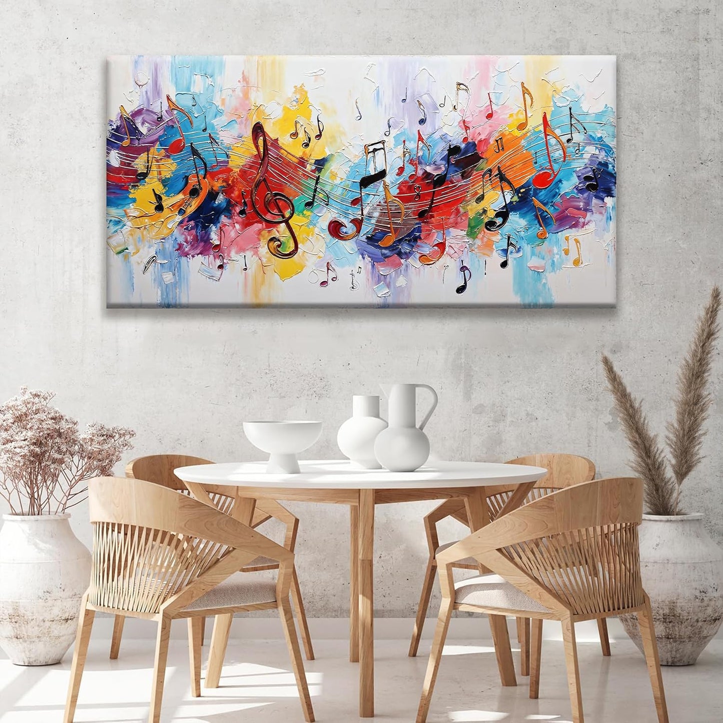 Suconvng Abstract Wall Art For Living Room Colorful Musical Note Canvas Art Wall Decor Large Wall Art Print Abstract Art Painting Print For Home Bedroom Decor Hotel Artwork 29 X 58 Inch