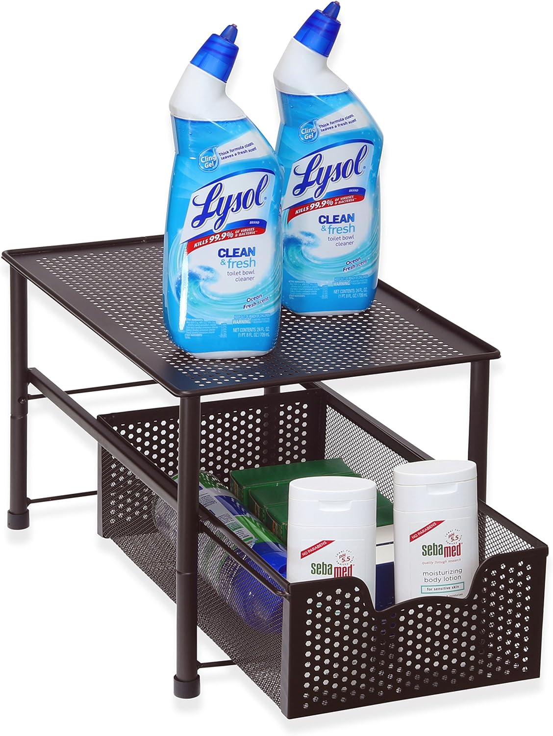 Simple Houseware Stackable Under Sink Cabinet Sliding Basket Organizer Drawer, Bronze