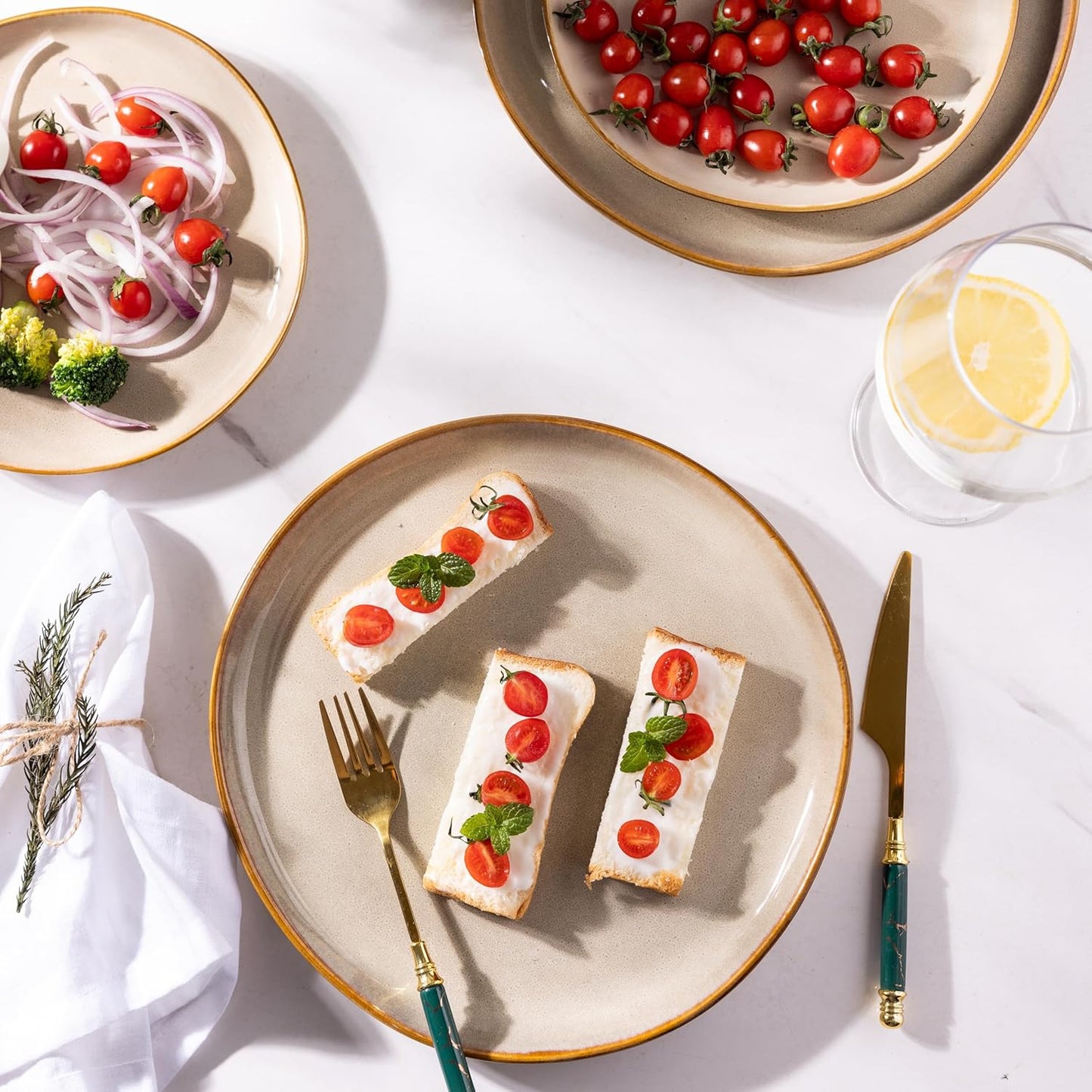 AmorArc Ceramic Dinnerware Sets,Handmade Reactive Glaze Stoneware Plates and Bowls Set,Highly Chip and Crack Resistant Dishware | Dishwasher & Microwave Safe Dishes,Service for 4 (12pc)