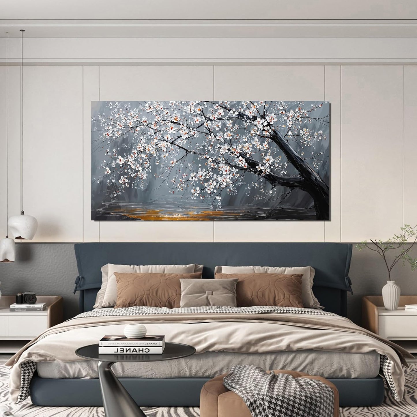 Large Canvas Wall Art Decor Black And White Floral Wall Art Pictures For Living Room Bedroom Office Decor Modern Botanical Wall Art Prints Art Work For Floral Wall Decor 24"X 48" Artwork For Walls