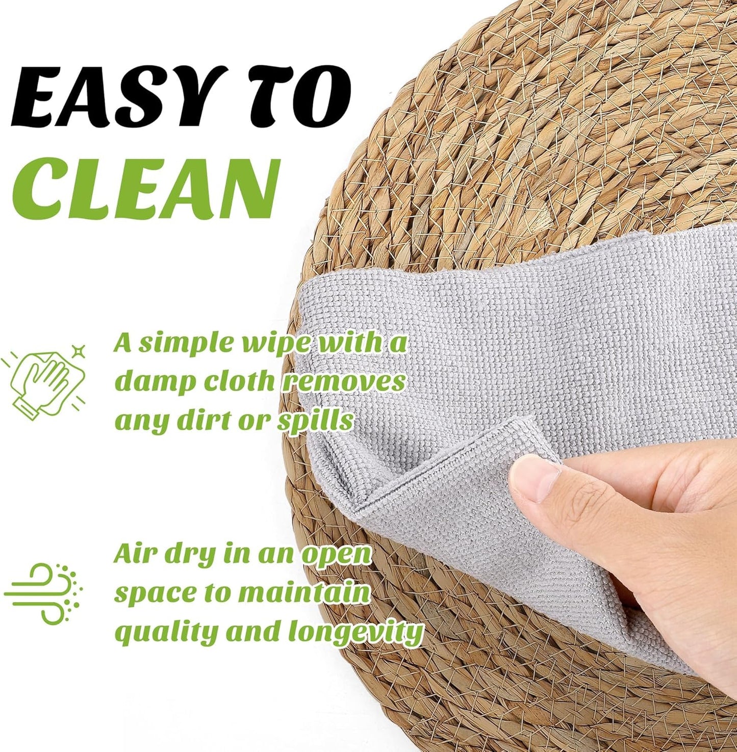 Set of 12 Round Woven Placemats - 13.8 Inches Natural Boho Rattan Wicker Table Mats for Home Dining Table