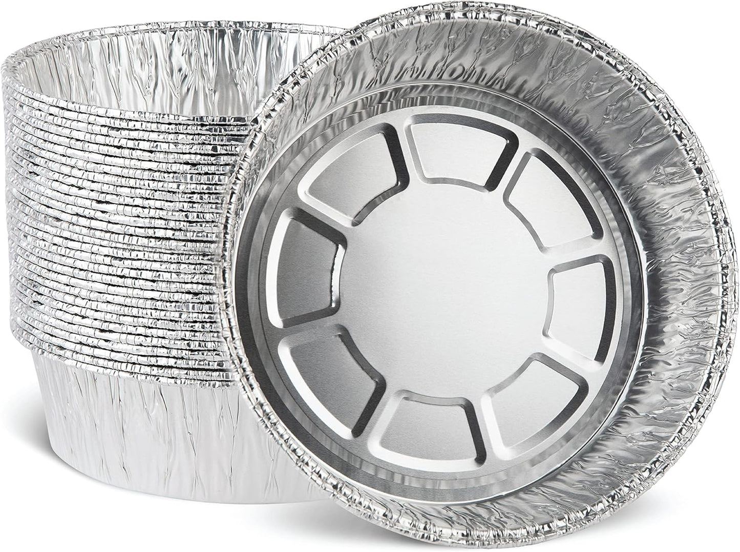 PLASTICPRO 8'' Inch Round Tin Foil Pans Disposable Aluminum, Deep Freezer & Oven Safe - For Baking, Cooking, Storage, Roasting, & Reheating, Pack of 50