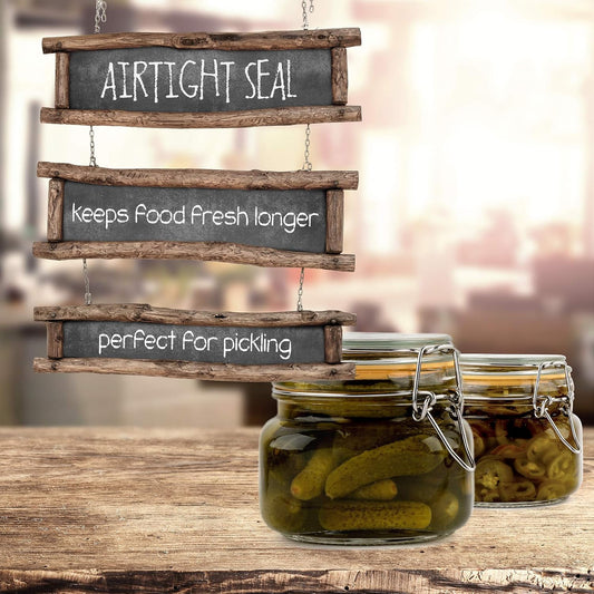 Galashield Glass Jars with Lids 16 oz Food Storage Jars with Airtight Lids Leak Proof Glass Canisters Kitchen Jars [Set of 2]