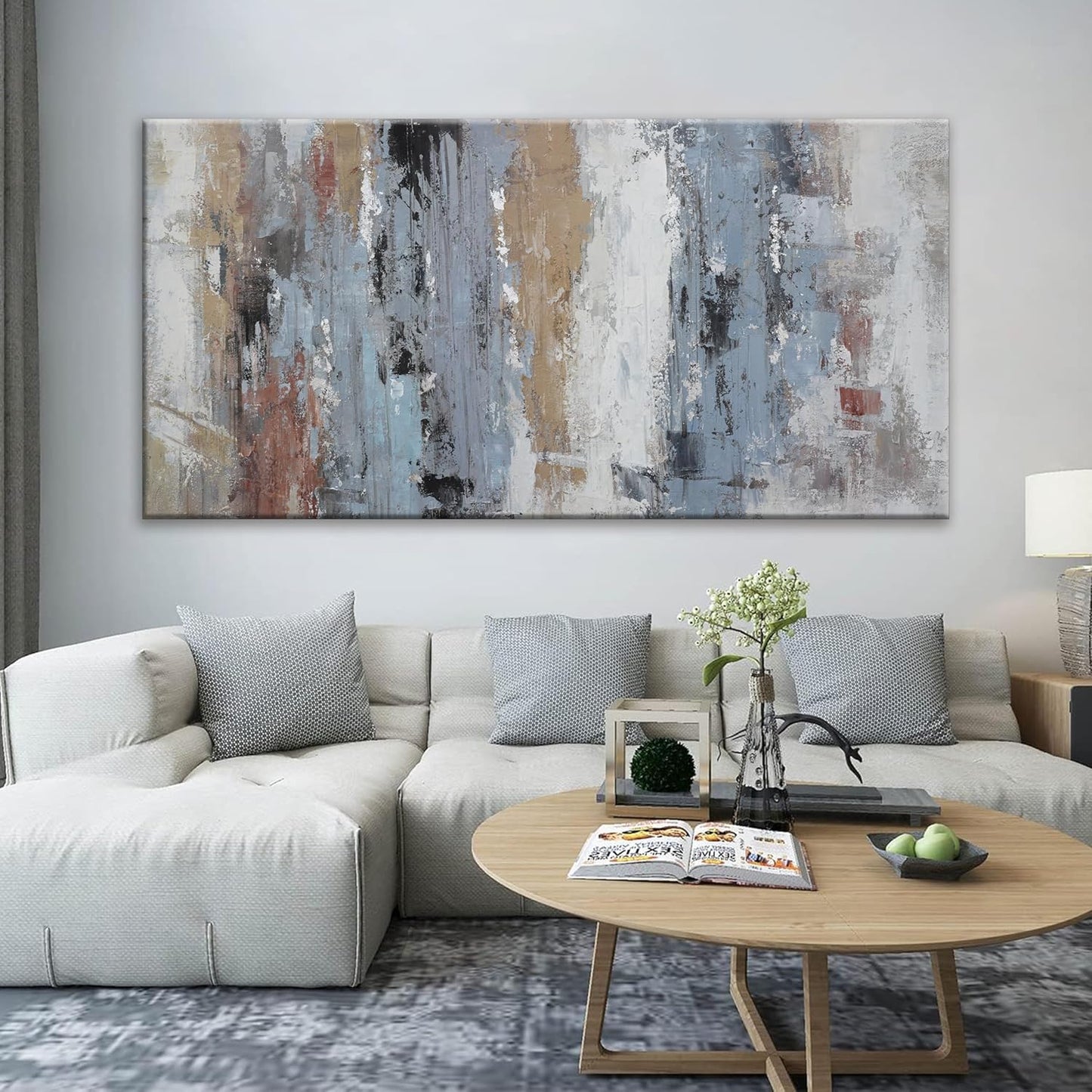 YISXINOAG Abstract Wall Art For Living Room Colorful Canvas Art Wall Decor Large Teal Blue White Wall Art Office Decor Abstract Painting For Home Bedroom Hotel Artwork 29x58 Inch