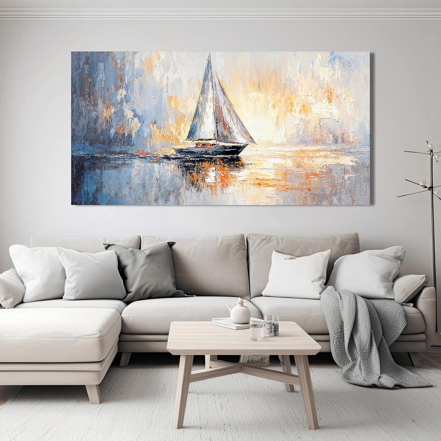 Canvas Wall Art Decor Large Canvas Art Wall Decor Wall Pictures for Living Room Coastal Minimalist Wall Art Large Artwork for Walls Modern Gold Wall Art Prints Bedroom Office Wall Art Decor 24" X 48"