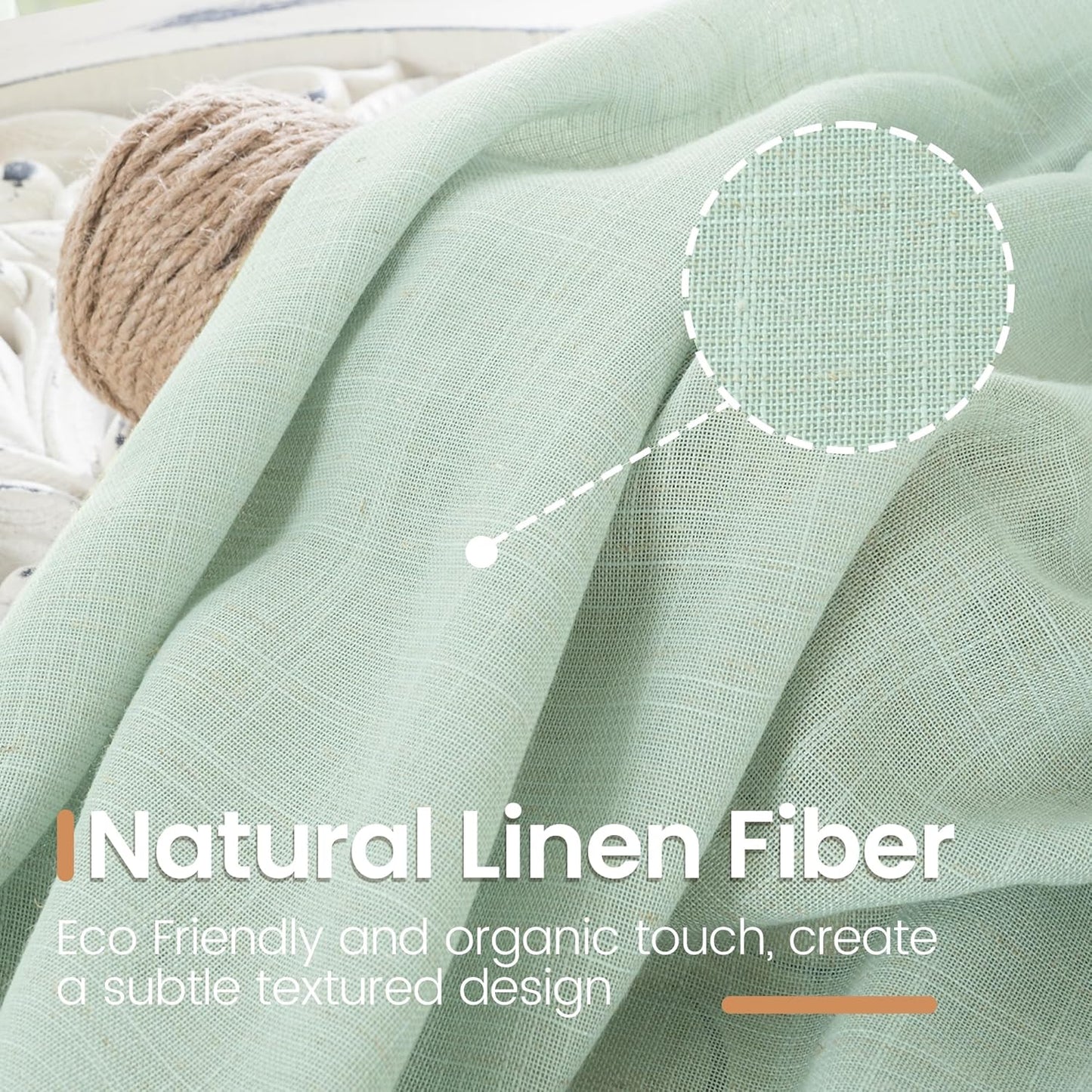 BGment Sage Green Linen Curtains 36 Inch Length for Short Window - Small Drapes Light Filtering for Cafe Bedroom Decorative Lightweight Natural Rustic Rod Pocket, 2 Panels Set, 42 X 36 Inch