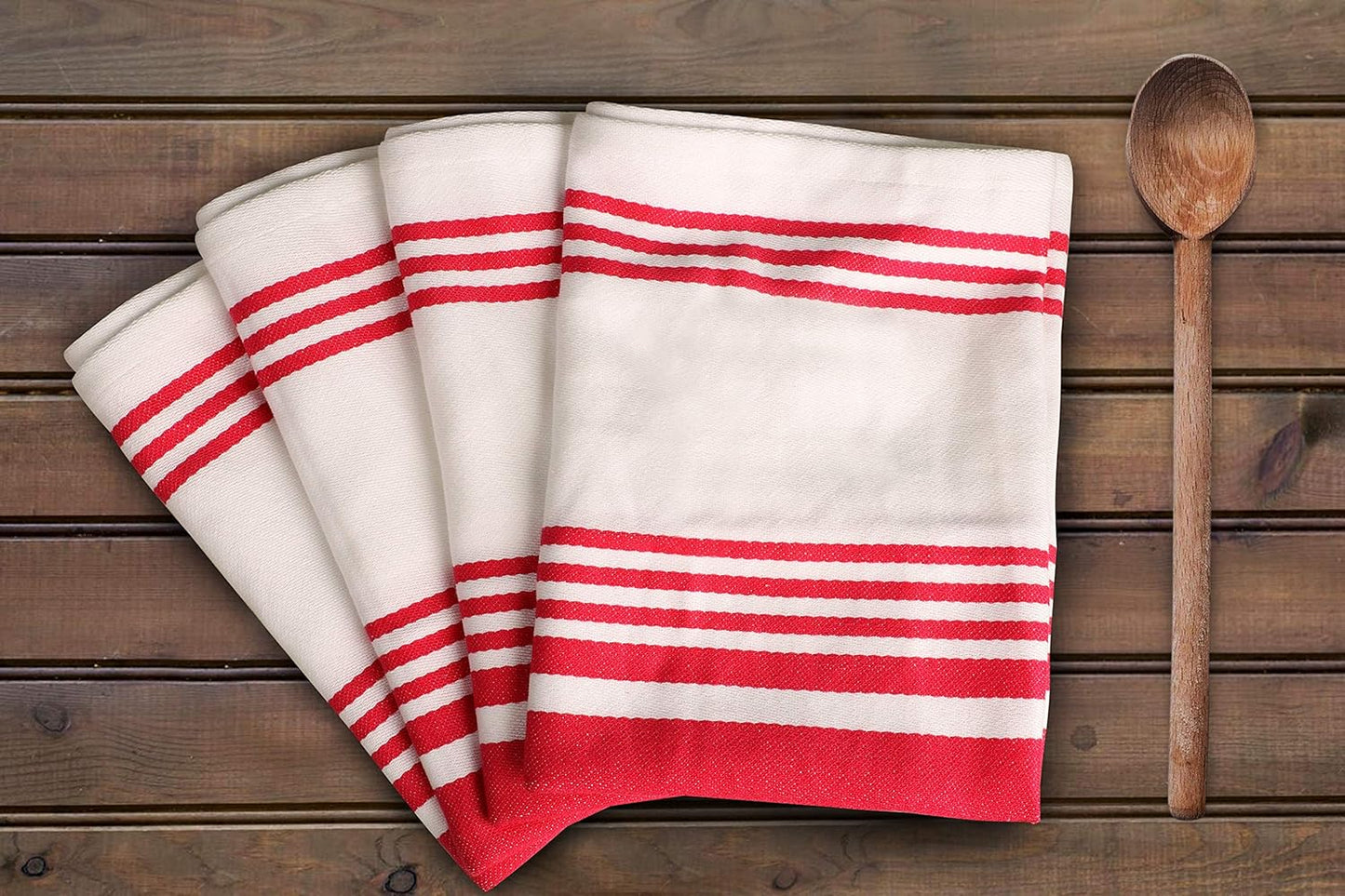 Urban Villa Kitchen Towels 100% Cotton Pack of 6, Highly Absorbent Quick Drying Super Soft Premium Dish Towels 20x30 Inch for Kitchen with Hanging Loop Hand & Tea Towels - Pink/White