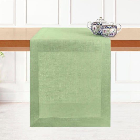 D'Moksha Homes Linen Sage Green Table Runner 72 Inches Long - 100% Pure Linen 14 x 72 Inch Table Runner for Dining, Fall, Autumn and Halloween - Machine Washable