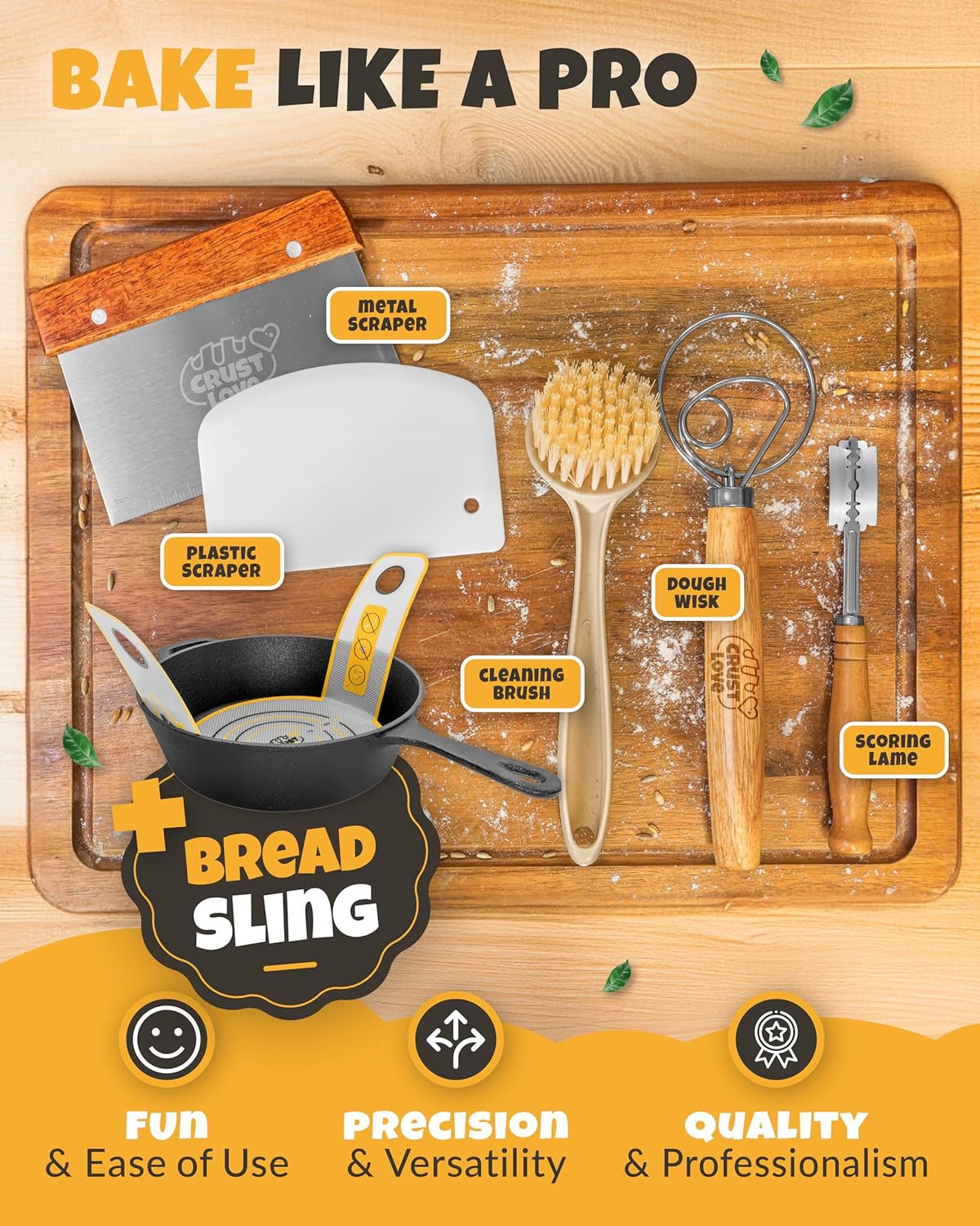 Cast Iron Dutch Oven for Bread Baking - incl. Sourdough Bread Baking Supplies like Banneton Bread-Proofing Basket - 3.2QT Bread-Oven with Lid and handles -Bread pan, Bread-Banking Pan