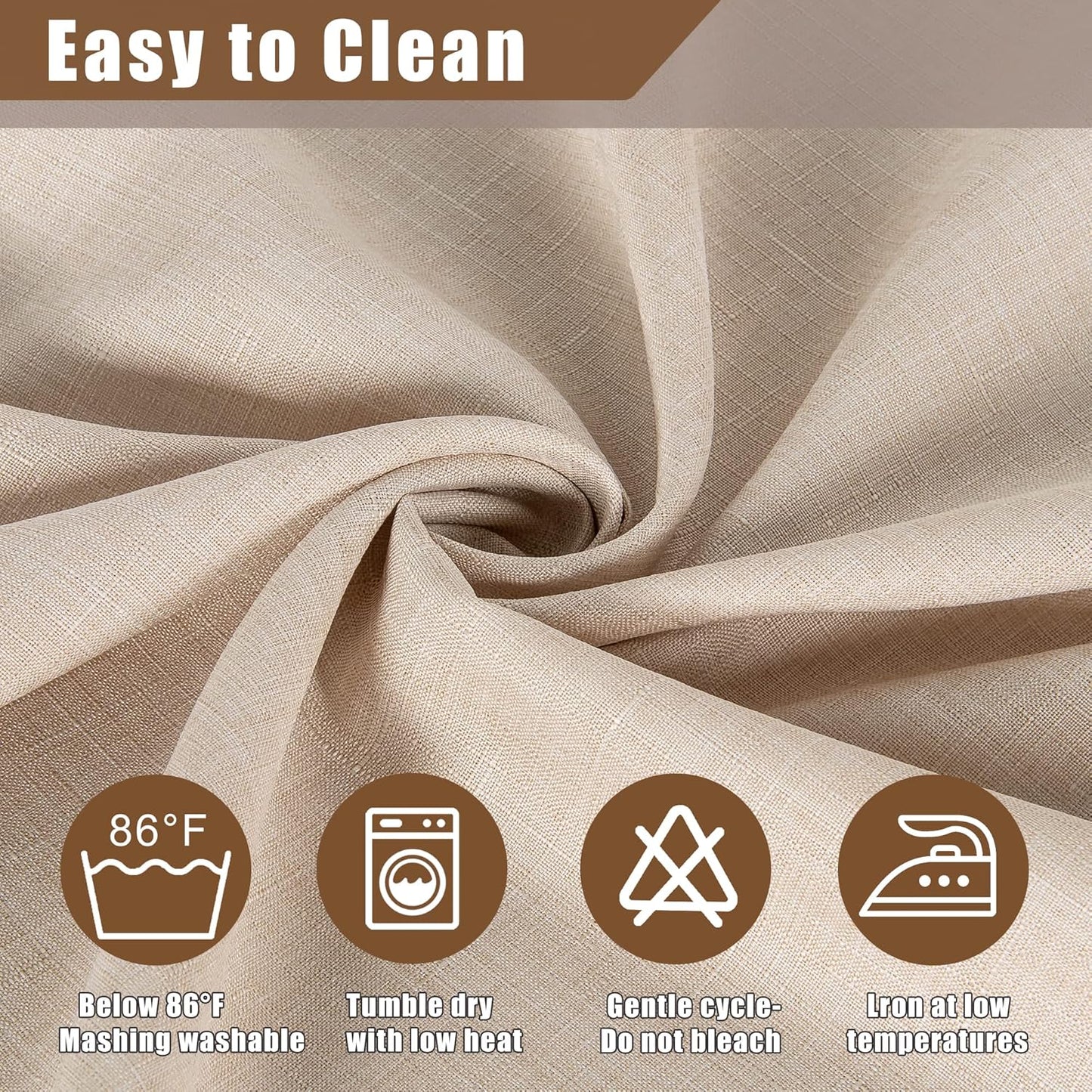 Fitable Faux Linen Beige Tablecloth Rectangle 60 x 84 Inch - Fabric Neutral Table Cloth for 6 Foot Tables, Faux Burlap Kitchen Table Cover for Dining, Party, Farmhouse, Outdoor Picnic, Camping