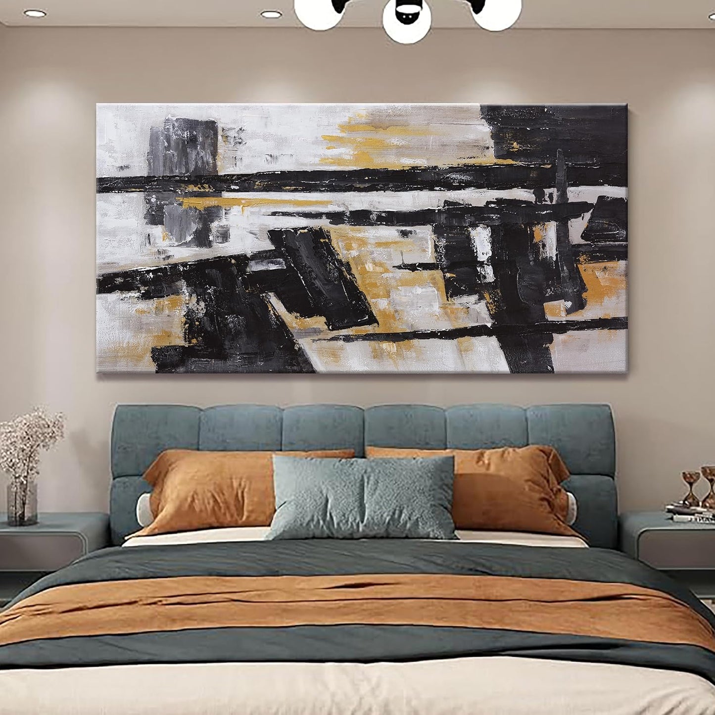 Abstract Wall Art Wall Decor Bedroom Pictures Artwork Canvas Wall Art Black And Gold Artwork Large Size Modern Painting Wall Decoration Pictures For Living Room Home Kitchen Office 30 x 60 Inch