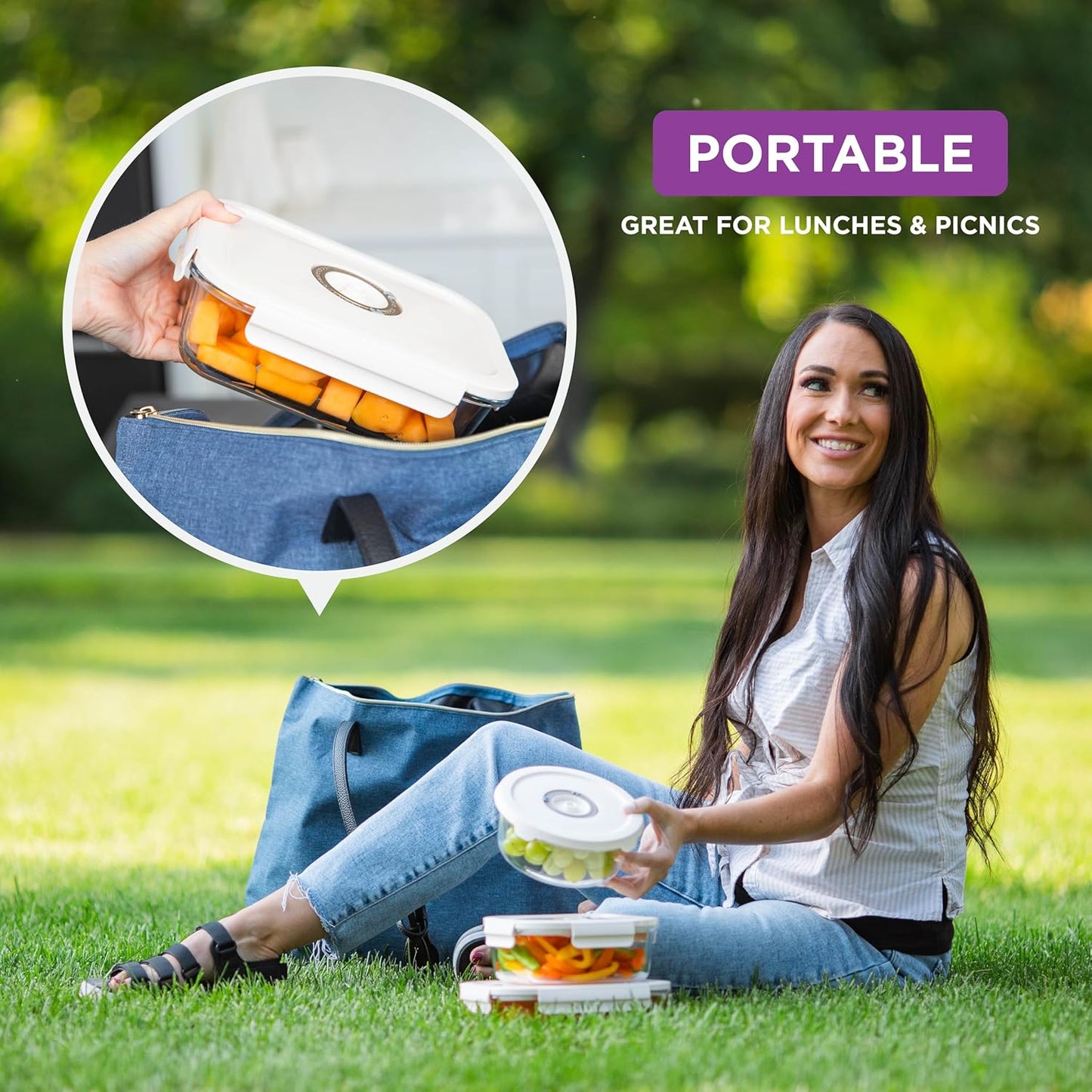 HOLDN’ STORAGE Vacuum Food Storage Container, 1480 ml Rectangular Glass Container - Keep Food Fresh Longer, BPA-Free Glass, Leak-Proof, Ideal for Meal Prep, Marinating