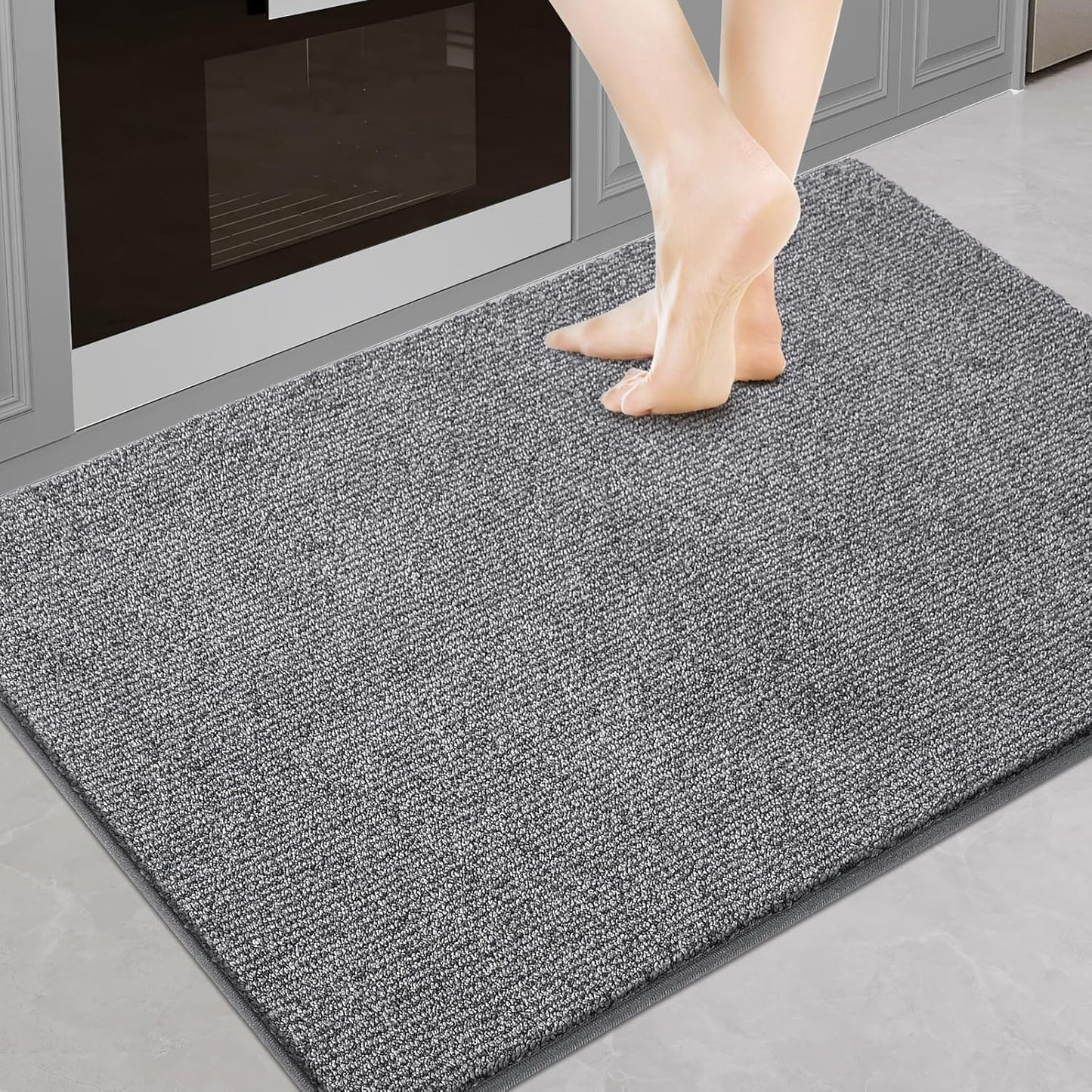 Washable Kitchen Rug 24" x 35.5" / 60cm x 90cm, Non Slip Kitchen Mat for Floor, Absorbent Indoor Entryway Rug for Laundry, Bathroom, Bedroom