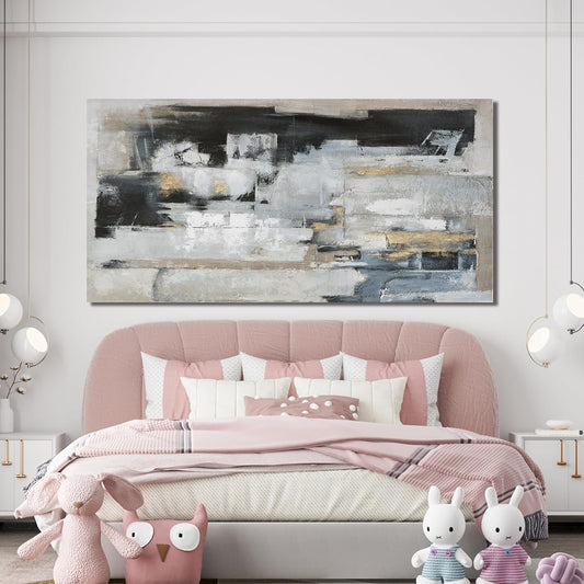 Suconvng Abstract Wall Art For Living Room Blue Grey Abstract Canvas Art Wall Decor Paintings Modern Background Artwork Abstract Wall Decor For Bedroom Office Can Be Hung 24×48 Inch