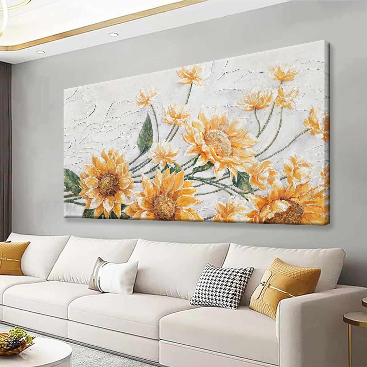 Wall Art Living Room Sunflower Wall Art Modern Canvas Art Wall Decor Home Wall Decor Suitable Pictures For Bedroom Apartment Office Can Be Hung 24" X 48"