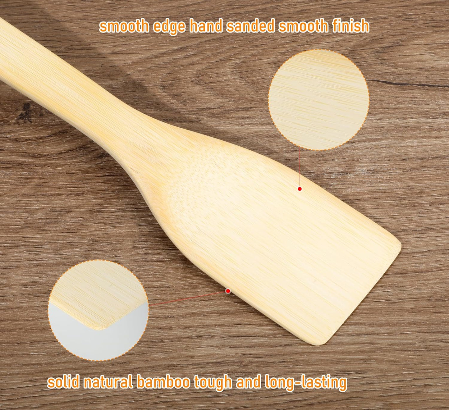 Wooden Spoons & Spatulas 6-Piece Bamboo Kitchen Utensil Set - Natural Material Scraper & Strainer Cooking Tools