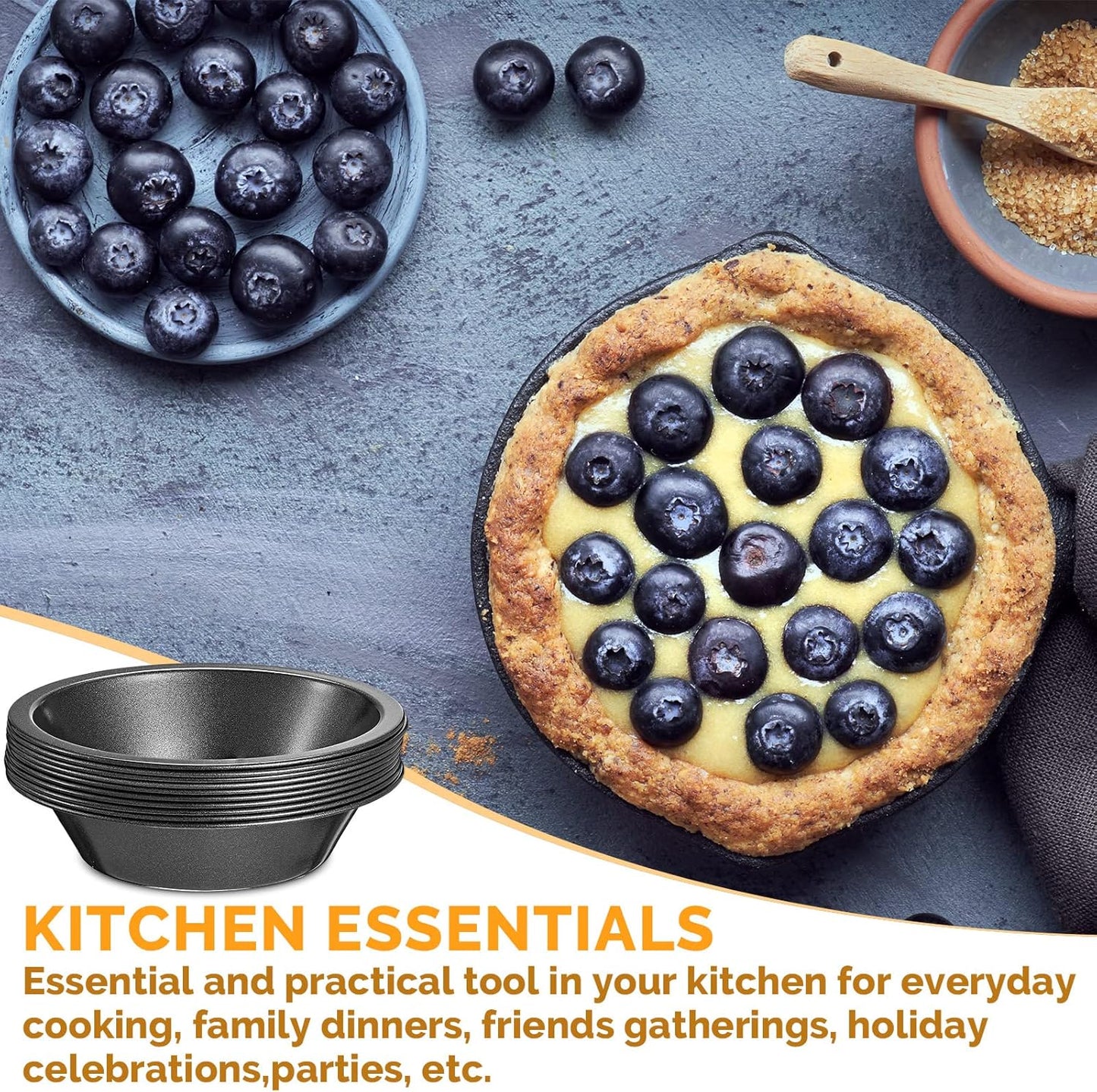 8 Pcs mini pie tins 4 inch Pie Pan Dish for Baking Carbon Steel Pizza Nonstick Plate Bakeware Set Oven Air Fryer Cake Bread Meat