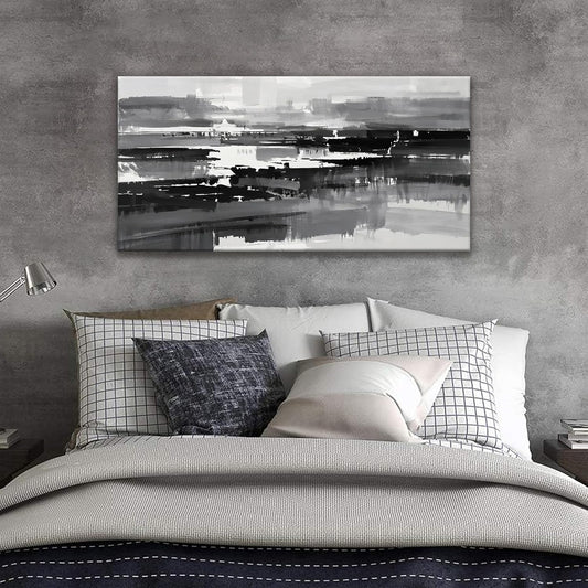 Abstract Wall Art For Bedroom Office Decor Grey And White Wall Art Painting Canvas Art Wall Decor Prints Ready To Hang Abstract Art Pictures 20×40 Inch