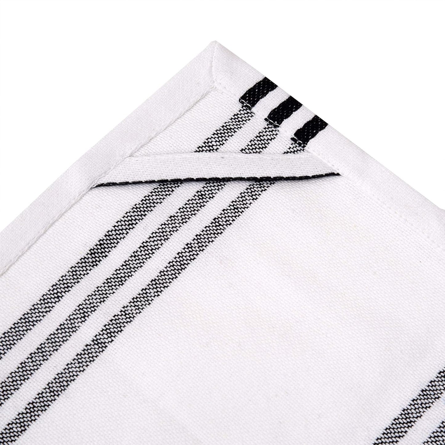 Urban Villa Kitchen Towels 100% Cotton Pack of 6, Highly Absorbent Quick Drying Super Soft Premium Dish Towels for Kitchen with Hanging Loop Hand & Tea Towels - 20x30 Inch, (Black & White, Striped)