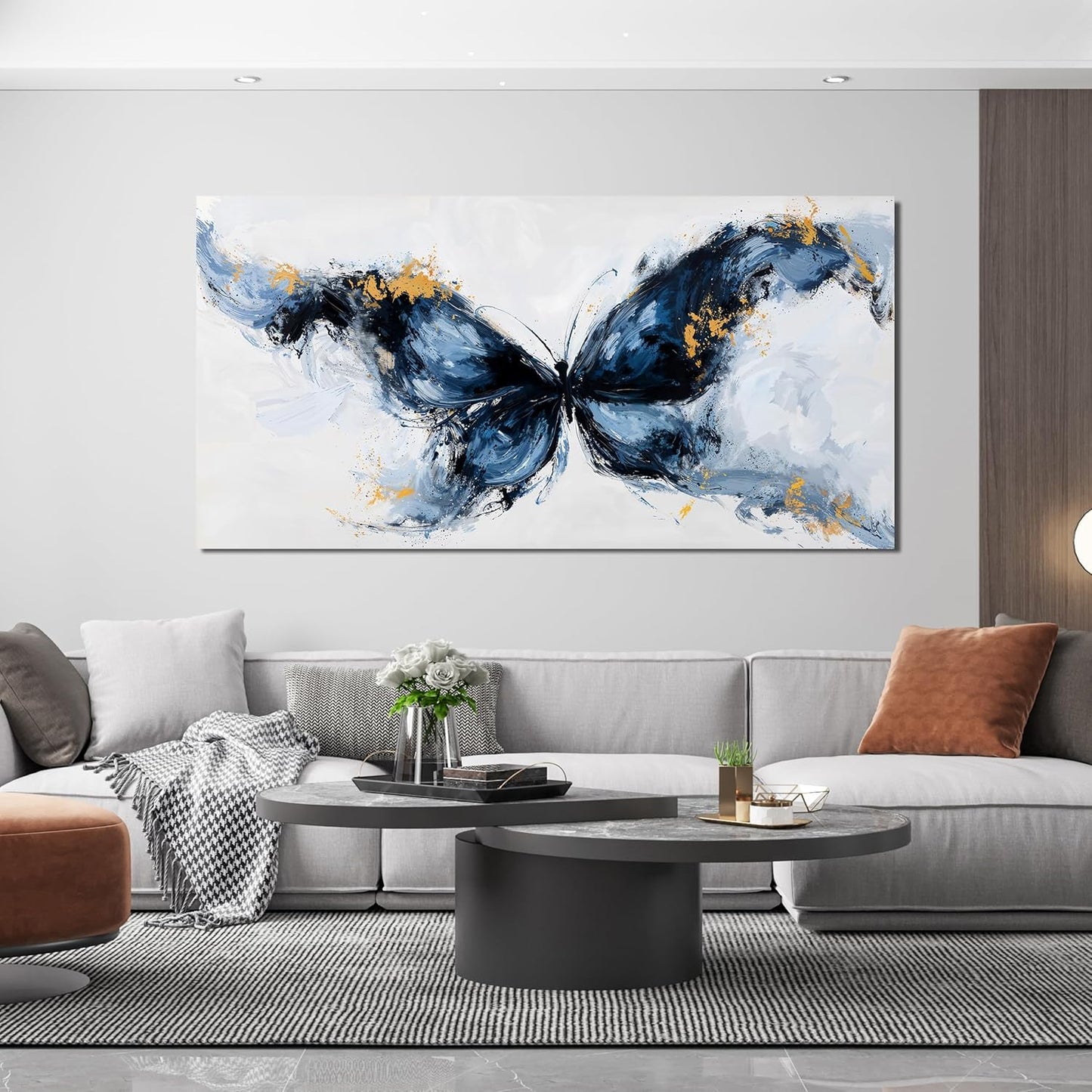 TAIJXAGSG Abstract Canvas Wall Art Decor Large Wall Art For Living Room Butterfly Artwork For Room Posters Wall Art Office Decor 24"X 48" Artwork For Walls Black Abstract Art Abstract Canvas Art Wall