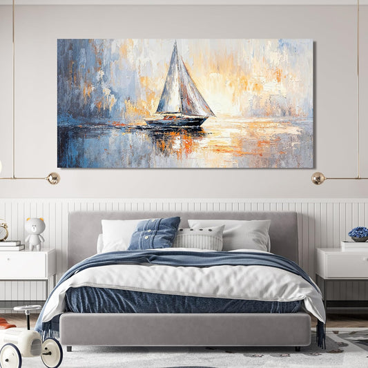 Canvas Wall Art Decor Large Canvas Art Wall Decor Coastal Minimalist Wall Art Wall Pictures for Living Room Large Artwork for Walls Modern Gold Wall Art Prints Bedroom Office Wall Art Decor 29" X 58"