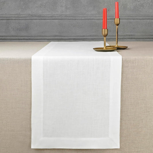 D'Moksha Homes Linen White Table Runner 120 Inches Long - 100% Pure Linen Dining Table Runner 14 x 120 Inch for Fall, Autumn and Halloween - Machine Washable