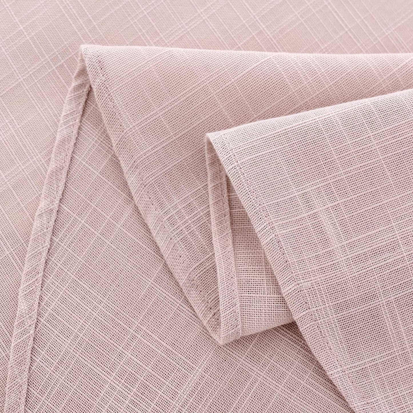 maxmill Lux Faux Linen Tablecloth with Slubby Yarn Textured Weaves Wrinkle Resistant Anti-Shrink Soft Table Cloth for Kitchen Dining Restaurant Tabletop for Event Holiday Dinner Round 70 Inch Blush