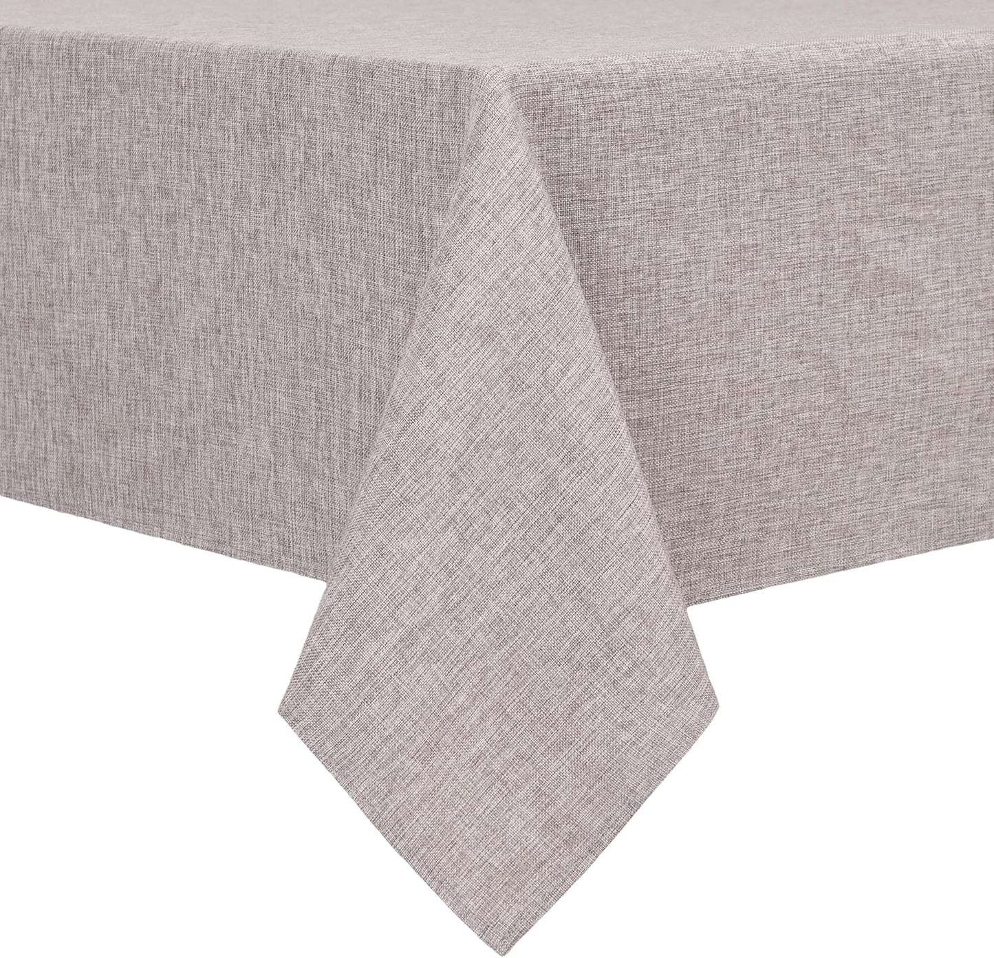 Hiasan Faux Linen Rectangle Tablecloth - Wrinkle and Stain Resistant Washable Table Cloth for Kitchen Dining Room Holiday Table Cover for Party Dinner, Stone, 54 x 80 Inch