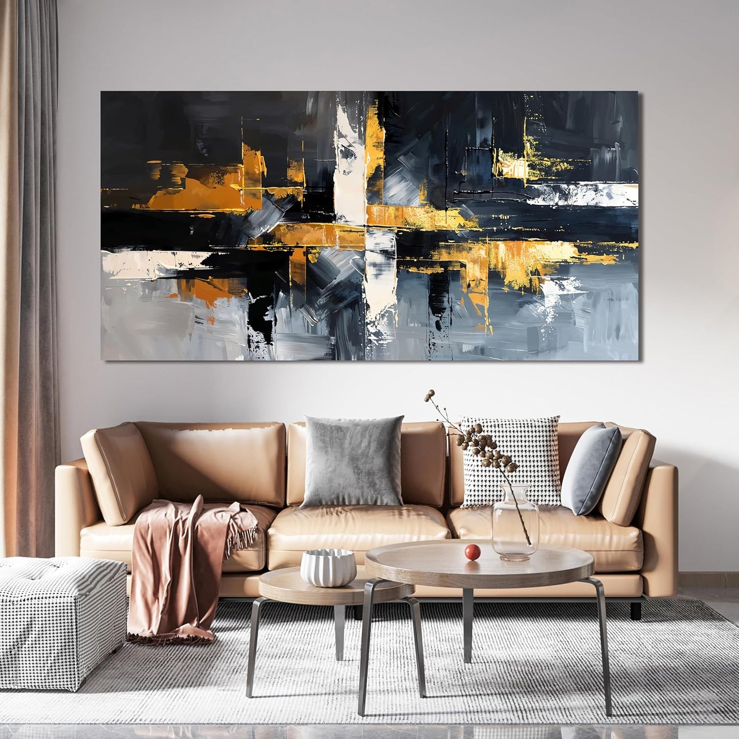 Large Canvas Wall Art Decor Oversized Gold Wall Art for Living Room Black and White Wall Art Prints Artwork for Walls Modern Abstract Art Abstract Canvas Art Wall Decor Bedroom Office Decor 29" X 58"