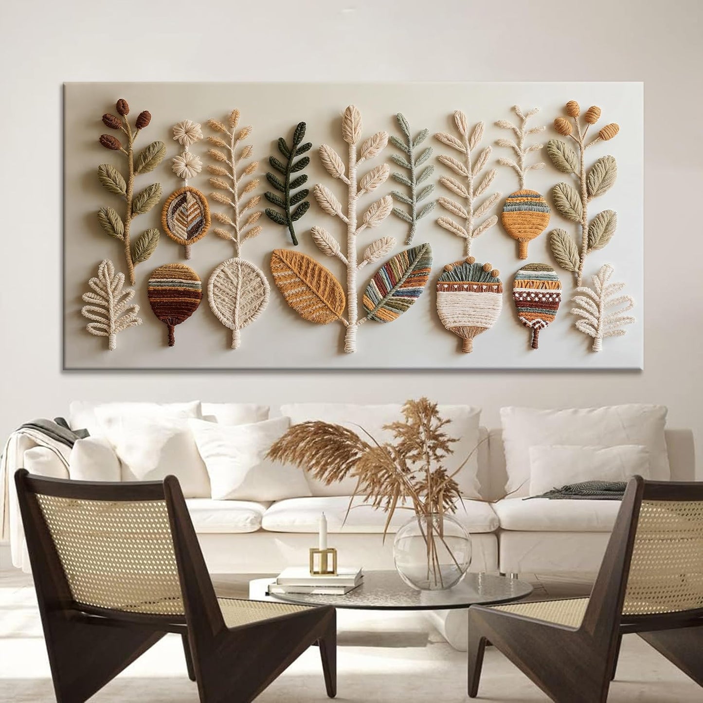 Tsomzxng Large Boho Wall Art For Living Room Abstract Wall Artwork Modern Canvas Art Wall Decor 29" X 58" Painting White Wall Art For Bedroom Hotel Office Apartment Home Decoration