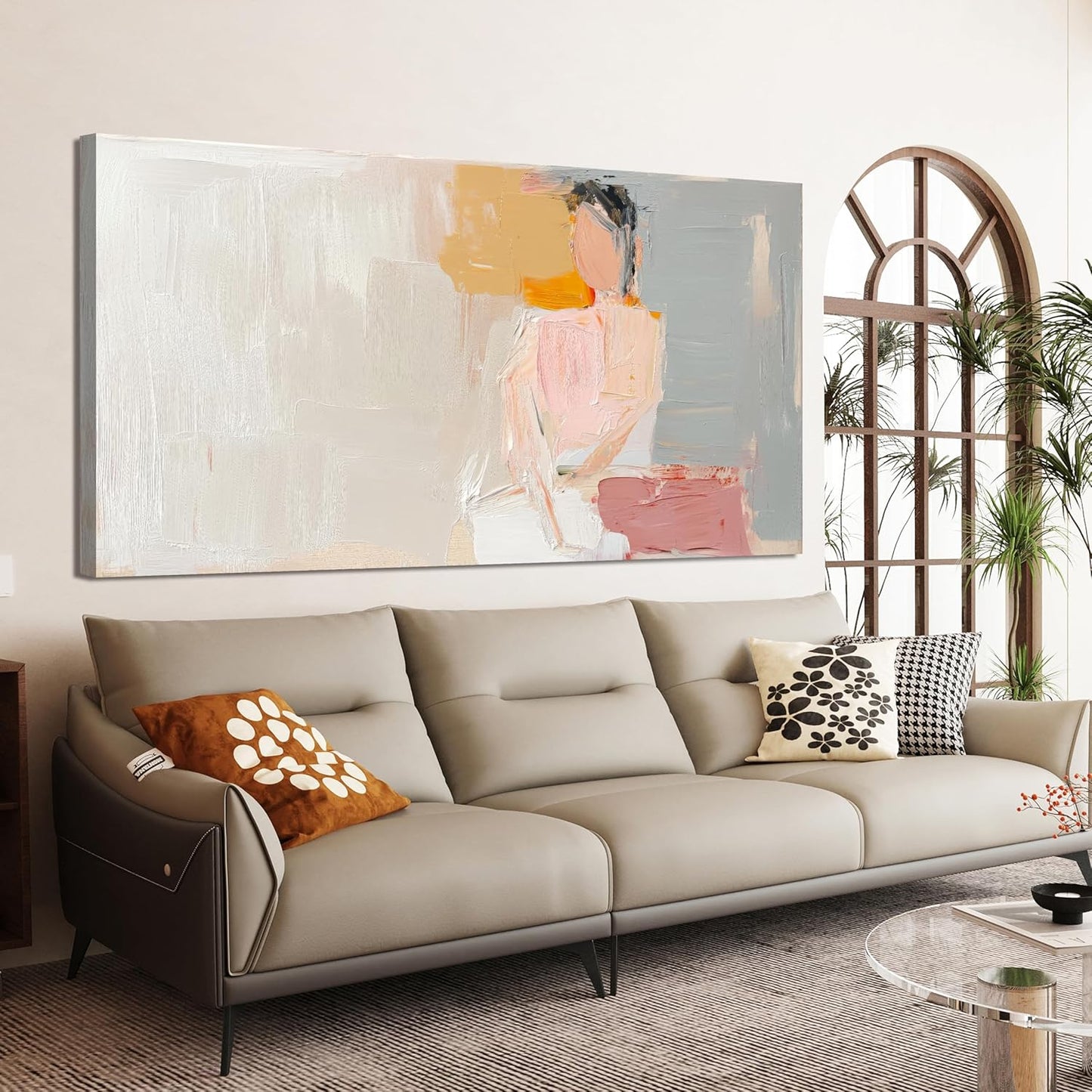 Abstract Canvas Wall Art Decor Large Wall Art Pictures for Living Room Artwork for Walls Abstract Canvas Art Wall Decor Pink Wall Art Paintings Prints Art Work for Room Office Home Wall Decor 24"x48"