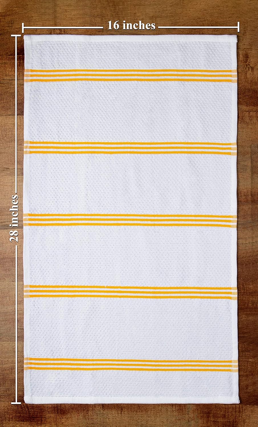 Sticky Toffee Cotton Kitchen Towels Set of 4 – Yellow and White Dish Towels 28x16 in, Reusable and Absorbent Tea Towels for Cleaning or Drying, Oeko-Tex Cotton