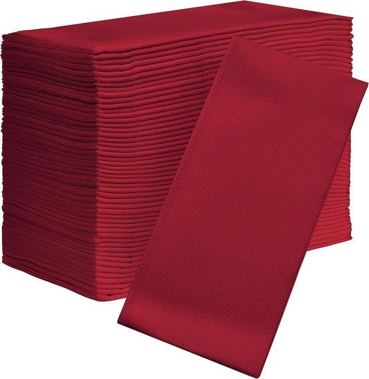 AMERICAN HOMESTEAD Paper Napkins - Burgundy Disposable Linen-Like Dinner Napkins - Restaurant-Quality Table Serviettes for Weddings, Parties, and Events - 15.75" x 15.75" - 50 Count