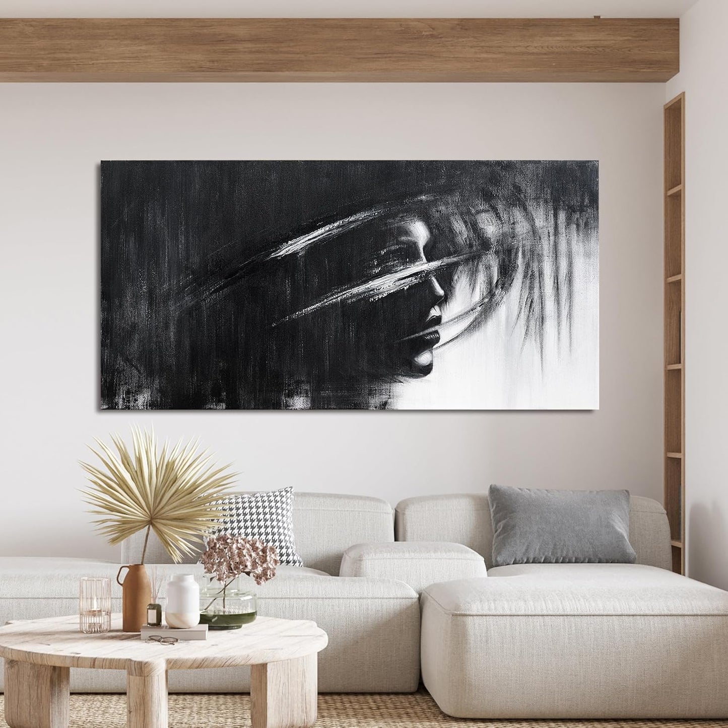Canvas Wall Art Decor Large Wall Art Pictures for Living Room Black and White Abstract Wall Art Decor Large Artwork for Walls Modern Abstract Wall Art Prints Kitchen Bedroom Office Wall Decor 29"X58"