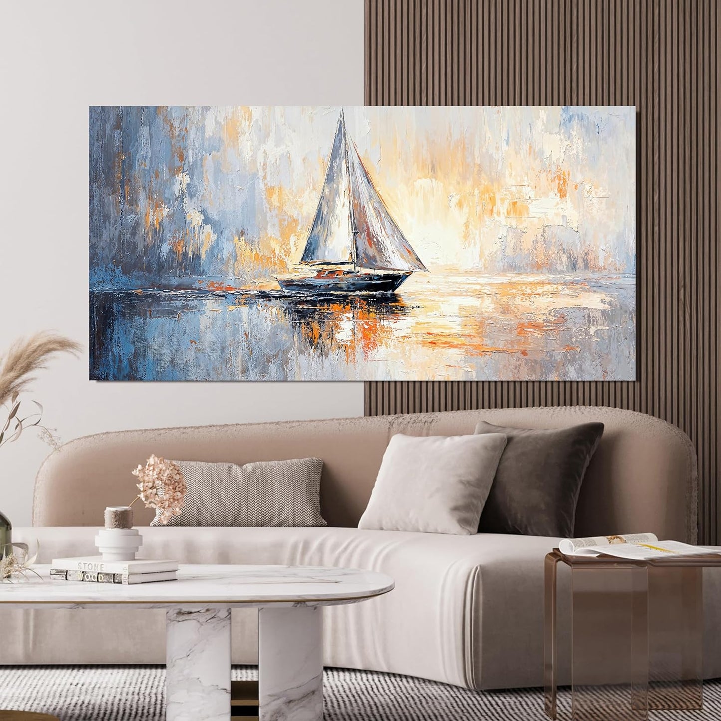 Canvas Wall Art Decor Large Canvas Art Wall Decor Coastal Minimalist Wall Art Wall Pictures for Living Room Large Artwork for Walls Modern Gold Wall Art Prints Bedroom Office Wall Art Decor 29" X 58"