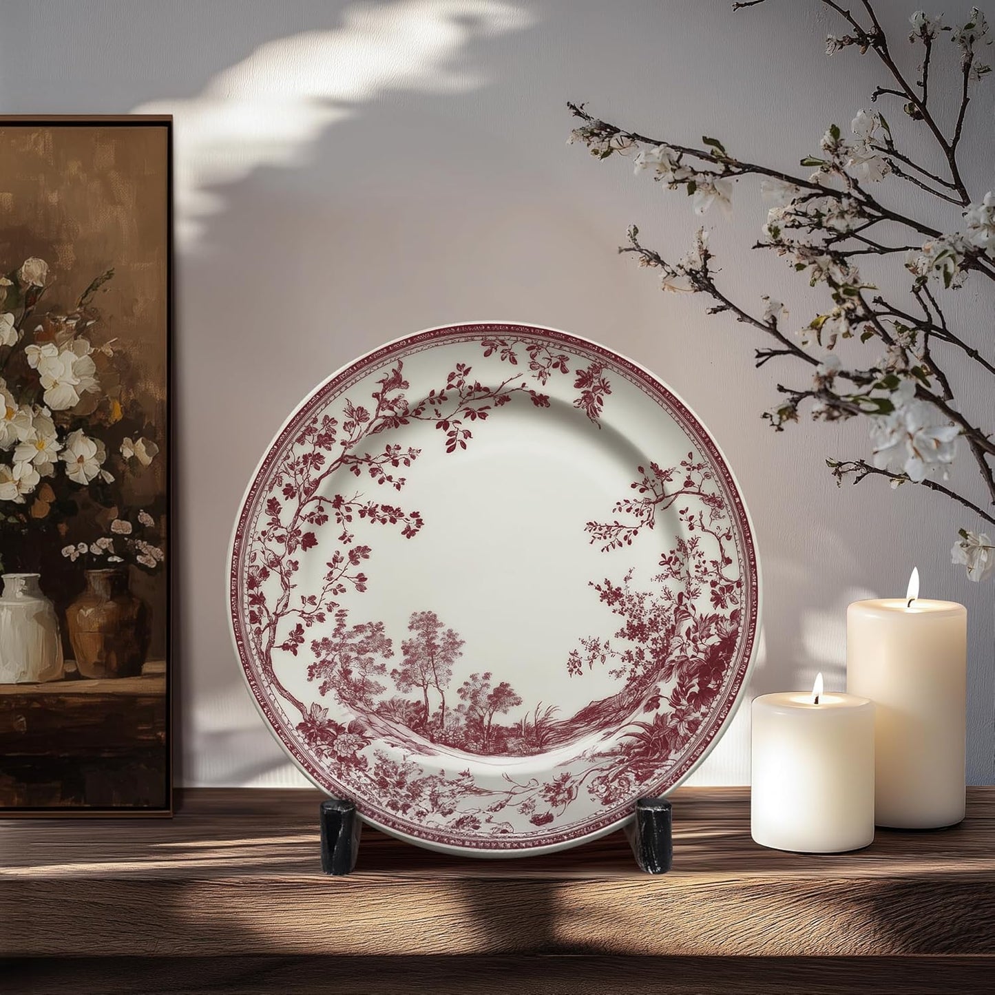 Plate Stands for Display Hand-Forged , Solid Vintage 8-Inch Plate Display Stand, Decorative Metal Plate Holder for Book, Platter, Plaque, Photo Frame, Tabletop Art (Black)