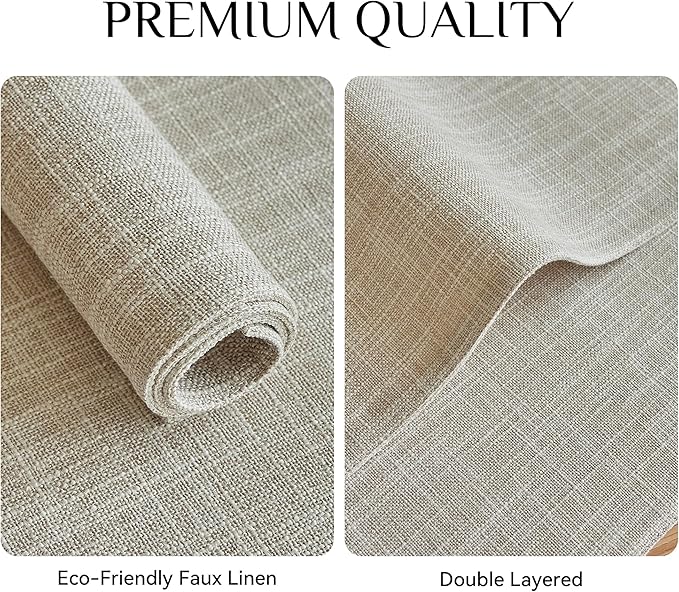 Softalker Faux Linen Placemats Set of 6-12 x 18 Inch, Heat Resistant Double Layered Durable Burlap Farmhouse Place Mats, Non-Slip Washable Rustic Table Mats for Dining, Kitchen, Party（Cream