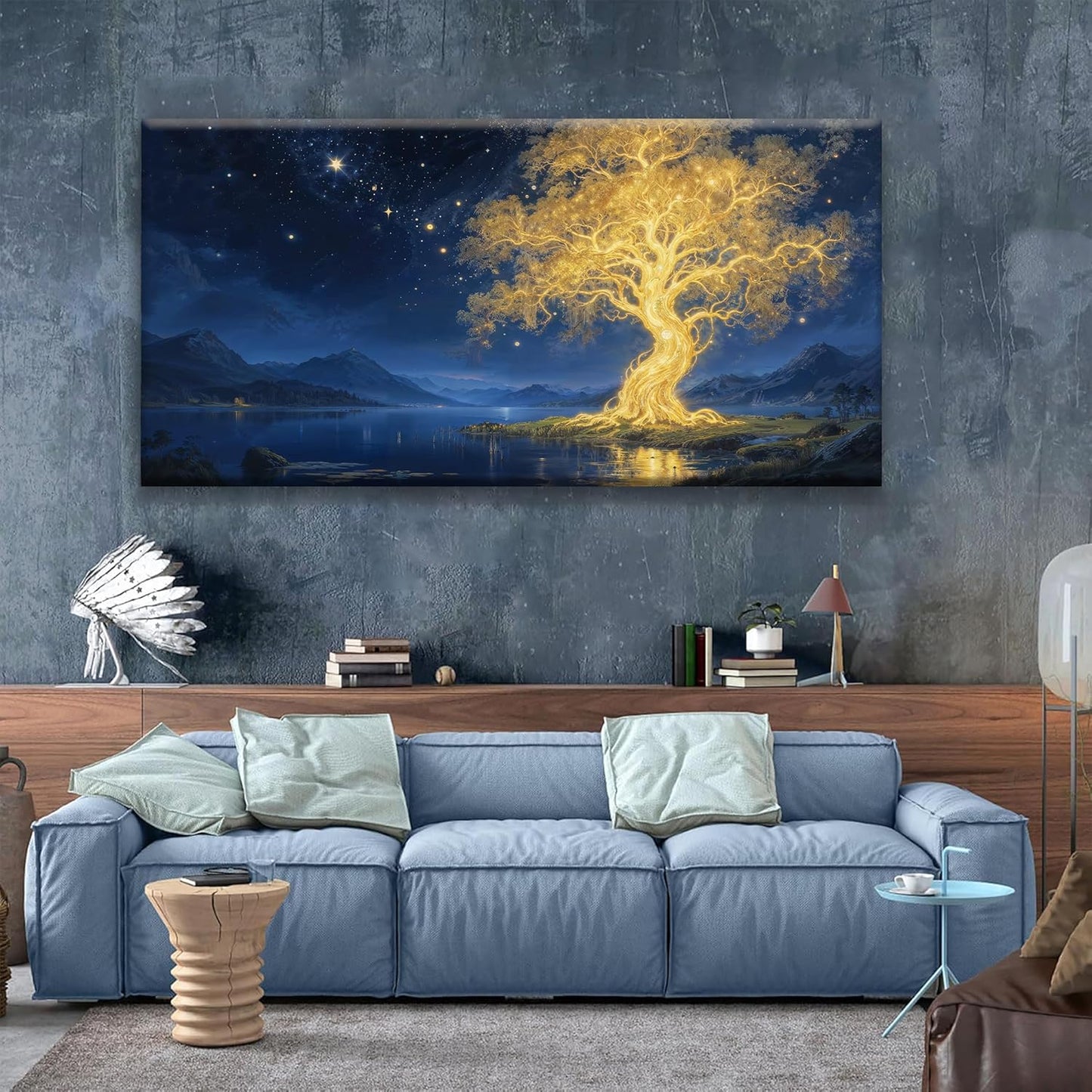 Suconvng Large Gold Tree Wall Art For Living Room Pictures Canvas Wall Art Decor Abstract Tree Plants Wall Art Print Modern Painting Pictures For Bedroom Home Kitchen Office 29" X 58"