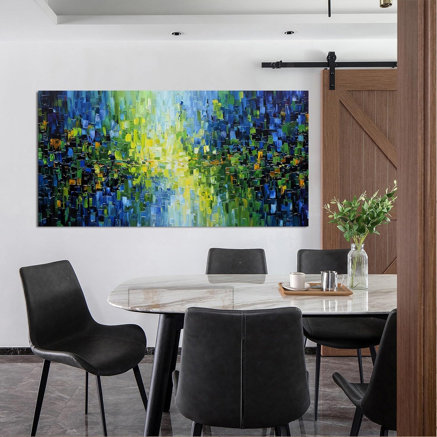 Abstract Canvas Art Wall Decor Wall Pictures For Living Room Canvas Wall Art Decor Green Abstract Wall Art Prints Modern Blue Wall Art Decor Art Work for Walls Bedroom Office Kitchen Decor 20" X 40"