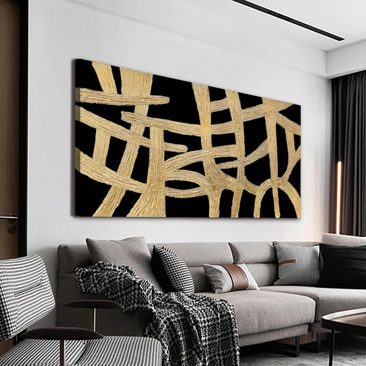 YISXINOAG Abstract Wall Art Small Size Black And Gold Wall Art Home Wall Decor Artwork Modern Canvas Art Wall Decor Painting Prints Pictures For Bedroom Office Artwork 20"X 40"