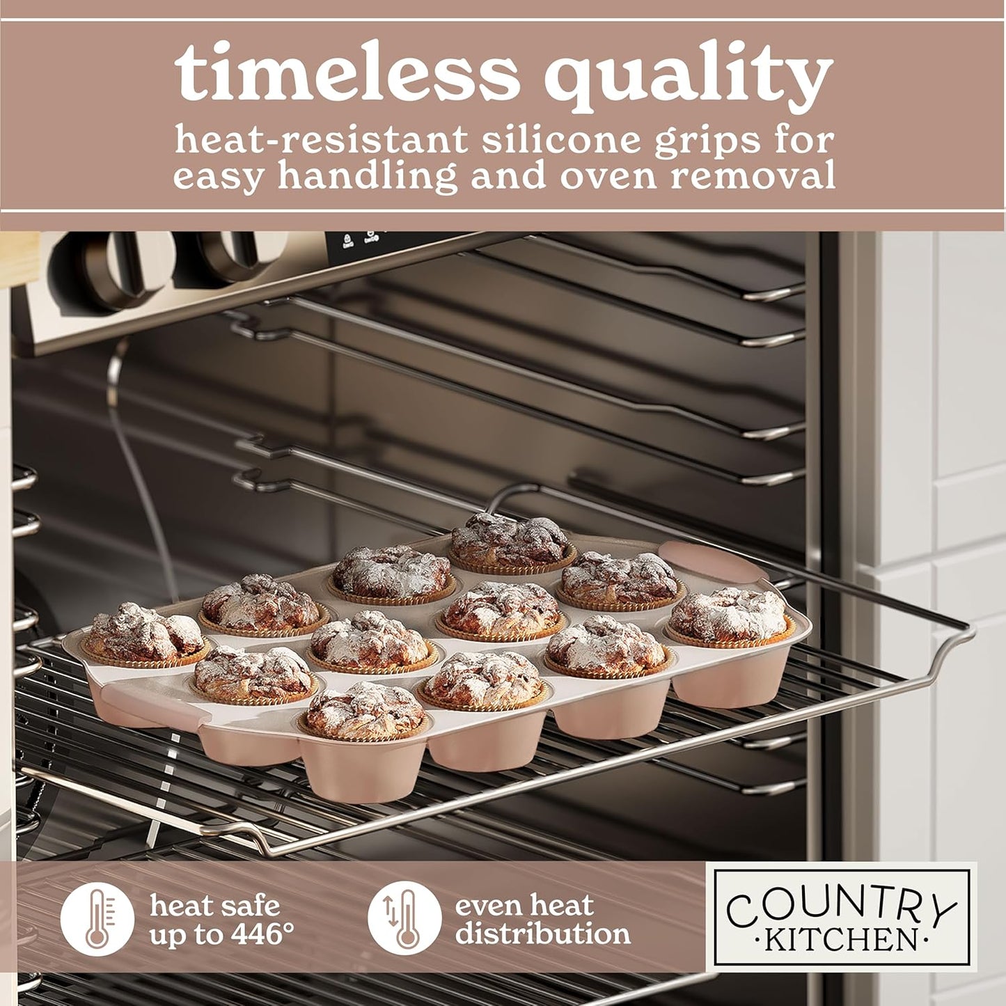 Country Kitchen Nonstick Stackable Bakeware Set - Durable, Easy Release Baking Set- 22 Pc. Includes Silicone Muffin Cups