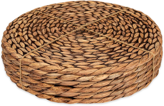 CENBOSS Woven Placemats (11.8" Set of 6, Brown Wash) Round Placemat, Wicker Place mats, Rattan Place mat, Plate Chargers