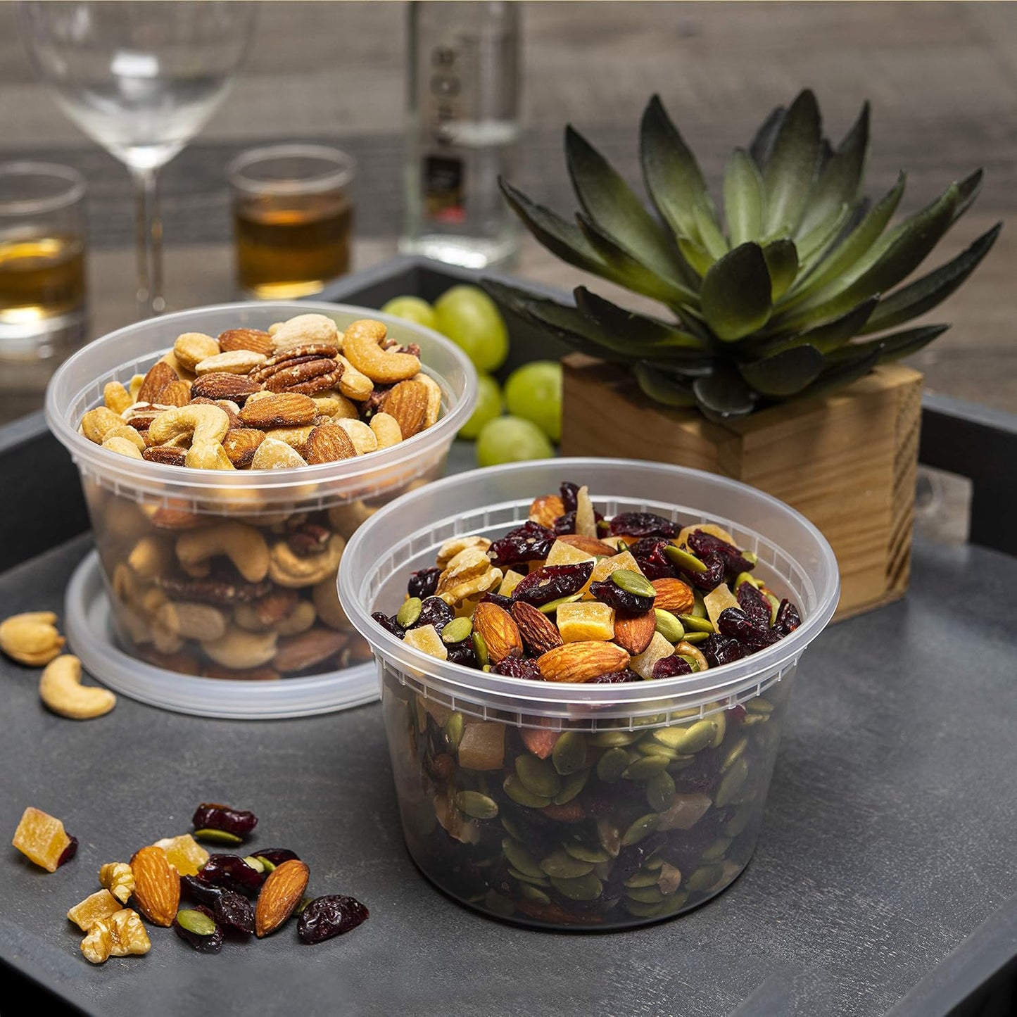 NYHI 16oz 40 Pack Clear Deli Containers with Lids Disposable Food Storage Containers with Lids Recyclable Space Saver Airtight Container for Kitchen Storage Meal Prep Take Out