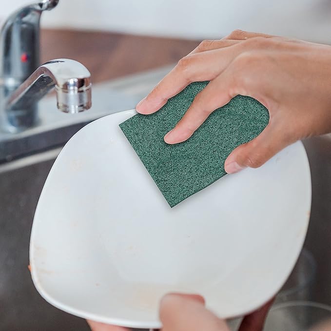100 Pack Green Scouring Pads 3x4 Inch – Heavy Duty, Non Scratch Scrub Pads Bulk for Kitchen, Dishes, Pots, Pans, Grill & Household Cleaning – Reusable Multipurpose Scrubber Pads