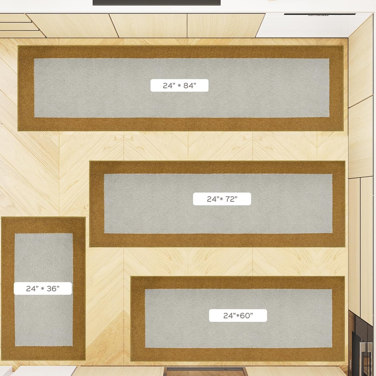 Machine Washable Runner Rug 24" x 84", Non Slip Kitchen Mat for Floor, Absorbent Entryway Rug for Kitchen, Bedroom, Hallway, Bathroom, Door (Roll Packing)